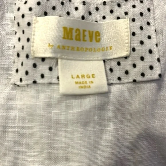 Maeve by Anthropologie Blouse The Audie Linen Puff-Sleeve White BohoChic Prairie - Picture 5 of 7